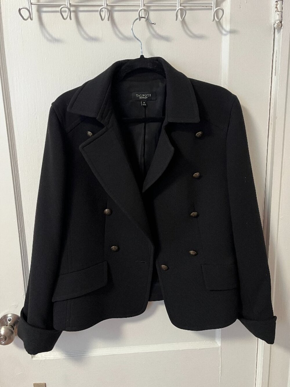 Talbots Cropped Black Military Blazer Jacket